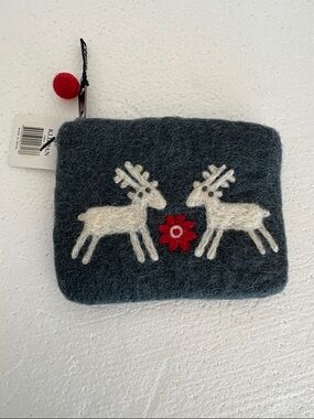 KLIPPAN FELTED WOOL CHANGE PURSH NWT Reindeer pattern